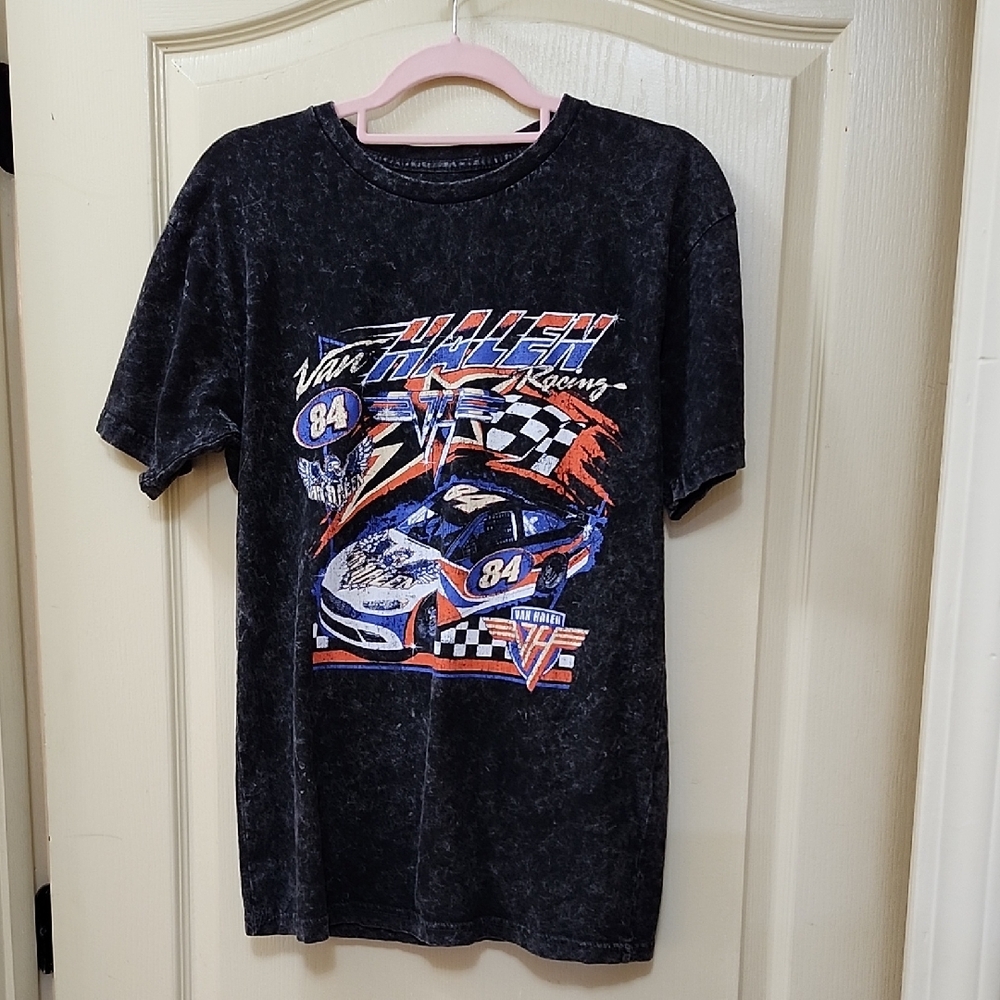 VAN HALEN RACING GRAPHIC BAND BLACK MINERAL-WASH SHIRT